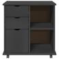 Preview: Rollschrank 63,5 x 39 x 65,5 cm Massivholz Kiefer Grau