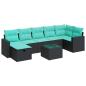 Preview: 8-tlg. Garten-Sofagarnitur mit Kissen Schwarz Poly Rattan