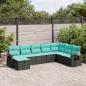 Preview: ARDEBO.de - 8-tlg. Garten-Sofagarnitur mit Kissen Schwarz Poly Rattan