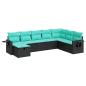 Preview: 8-tlg. Garten-Sofagarnitur mit Kissen Schwarz Poly Rattan