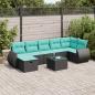 Preview: ARDEBO.de - 8-tlg. Garten-Sofagarnitur mit Kissen Schwarz Poly Rattan