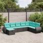 Preview: ARDEBO.de - 8-tlg. Garten-Sofagarnitur mit Kissen Schwarz Poly Rattan