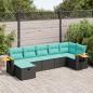 Preview: ARDEBO.de - 7-tlg. Garten-Sofagarnitur mit Kissen Schwarz Poly Rattan