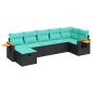 Preview: 7-tlg. Garten-Sofagarnitur mit Kissen Schwarz Poly Rattan