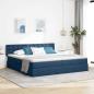 Preview: ARDEBO.de - Aufbewahrungsbett mit Matratze Blau 200 x 200 cm Samt