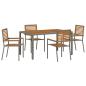 Preview: Garten Essgruppe 5 stk. Grau und Braun Poly-Rattan