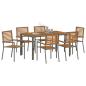 Preview: Garten Essgruppe 7 stk. Grau und Braun Poly-Rattan