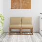 Preview: ARDEBO.de - 2 Stück Outdoor Mittelsofa Massivholz Akazie Natur
