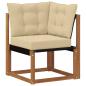 Preview: Outdoor Ecksofa Massivholz Akazie und Textilene Stoff Natur