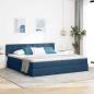 Preview: ARDEBO.de - LED-Speicherbett mit Matratze Blau 200 x 200 cm Stoff