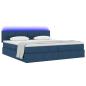 Preview: LED-Speicherbett mit Matratze Blau 200 x 200 cm Stoff