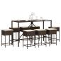 Preview: ARDEBO.de - 9-tlg. Gartenbar-Set mit Kissen Braun Poly Rattan