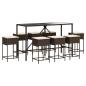 Preview: 9-tlg. Gartenbar-Set mit Kissen Braun Poly Rattan