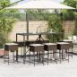Preview: 9-tlg. Gartenbar-Set mit Kissen Braun Poly Rattan