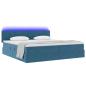 Preview: LED-Speicherbett mit Matratze Dunkelblau 200 x 200 cm Samt