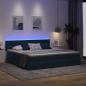 Preview: LED-Speicherbett mit Matratze Dunkelblau 200 x 200 cm Samt