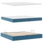 Preview: LED-Speicherbett mit Matratze Dunkelblau 200 x 200 cm Samt