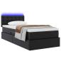 Preview: Bett mit Stauraum und LED Schwarz 90 x 200 cm Kunstleder