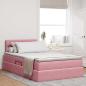 Preview: ARDEBO.de - Bett mit Stauraum und LED mit Matratze Rosa 120 x 200 cm Samt