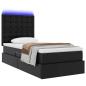 Preview: Bett mit Stauraum und LED Schwarz 90 x 200 cm Kunstleder