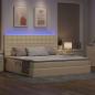 Preview: LED-Speicherbett mit Matratze Creme 200 x 200 cm Stoff