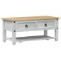 Preview: Couchtisch Weiß 100 x 48 x 45 cm Massives Kiefernholz