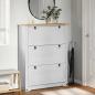 Preview: ARDEBO.de - Schuhschrank Corona Weiß 99 x 32 x 122 cm Massives Kiefernholz