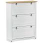 Preview: Schuhschrank Corona Weiß 99 x 32 x 122 cm Massives Kiefernholz