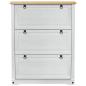 Preview: Schuhschrank Corona Weiß 99 x 32 x 122 cm Massives Kiefernholz