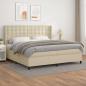 Preview: ARDEBO.de - Boxspringbett mit Matratze Creme 200x200 cm Kunstleder