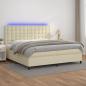 Preview: ARDEBO.de - Boxspringbett mit Matratze & LED Creme 200x200 cm Kunstleder