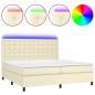Preview: Boxspringbett mit Matratze & LED Creme 200x200 cm Kunstleder