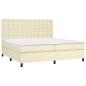 Preview: Boxspringbett mit Matratze & LED Creme 200x200 cm Kunstleder
