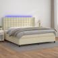 Preview: ARDEBO.de - Boxspringbett mit Matratze & LED Creme 200x200 cm Kunstleder