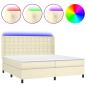 Preview: Boxspringbett mit Matratze & LED Creme 200x200 cm Kunstleder