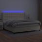 Preview: Boxspringbett mit Matratze & LED Creme 200x200 cm Kunstleder