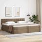 Preview: ARDEBO.de - Bett mit Stauraum und LED Hellgrau 200 x 200 cm Kunstleder