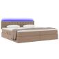 Preview: Bett mit Stauraum und LED Hellgrau 200 x 200 cm Kunstleder