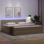 Preview: Bett mit Stauraum und LED Hellgrau 200 x 200 cm Kunstleder
