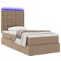 Preview: Bett mit Stauraum und LED Cappuccino 100 x 200 cm Kunstleder