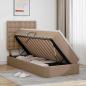Preview: Bett mit Stauraum und LED Cappuccino 100 x 200 cm Kunstleder