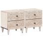 Preview: ARDEBO.de - Nachttisch 2 stk. Weiß 40 x 33,5 x 46 cm Massivholz Mango