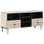 Preview: ARDEBO.de - TV-Schränk mit Regal Weiß 100 x 33,5 x 46 cm Massivholz Mango