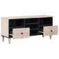 Preview: TV-Schränk mit Regal Weiß 100 x 33,5 x 46 cm Massivholz Mango