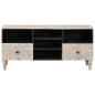 Preview: TV-Schränk mit Regal Weiß 100 x 33,5 x 46 cm Massivholz Mango