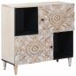 Preview: ARDEBO.de - Sideboard mit Speicher Weiß 80 x 33,5 x 75 cm Massivholz Mango