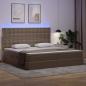 Preview: Bett mit Stauraum und LED Cappuccino 200 x 200 cm Kunstleder