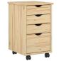 Preview: Rollschrank Mit Rad Braun 34 x 39 x 56 cm Massives Kiefernholz