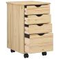 Preview: Rollschrank Mit Rad Braun 34 x 39 x 56 cm Massives Kiefernholz