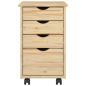 Preview: Rollschrank Mit Rad Braun 34 x 39 x 56 cm Massives Kiefernholz